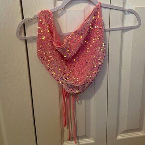 SHEIN Pink Sparkle Bandana Top
